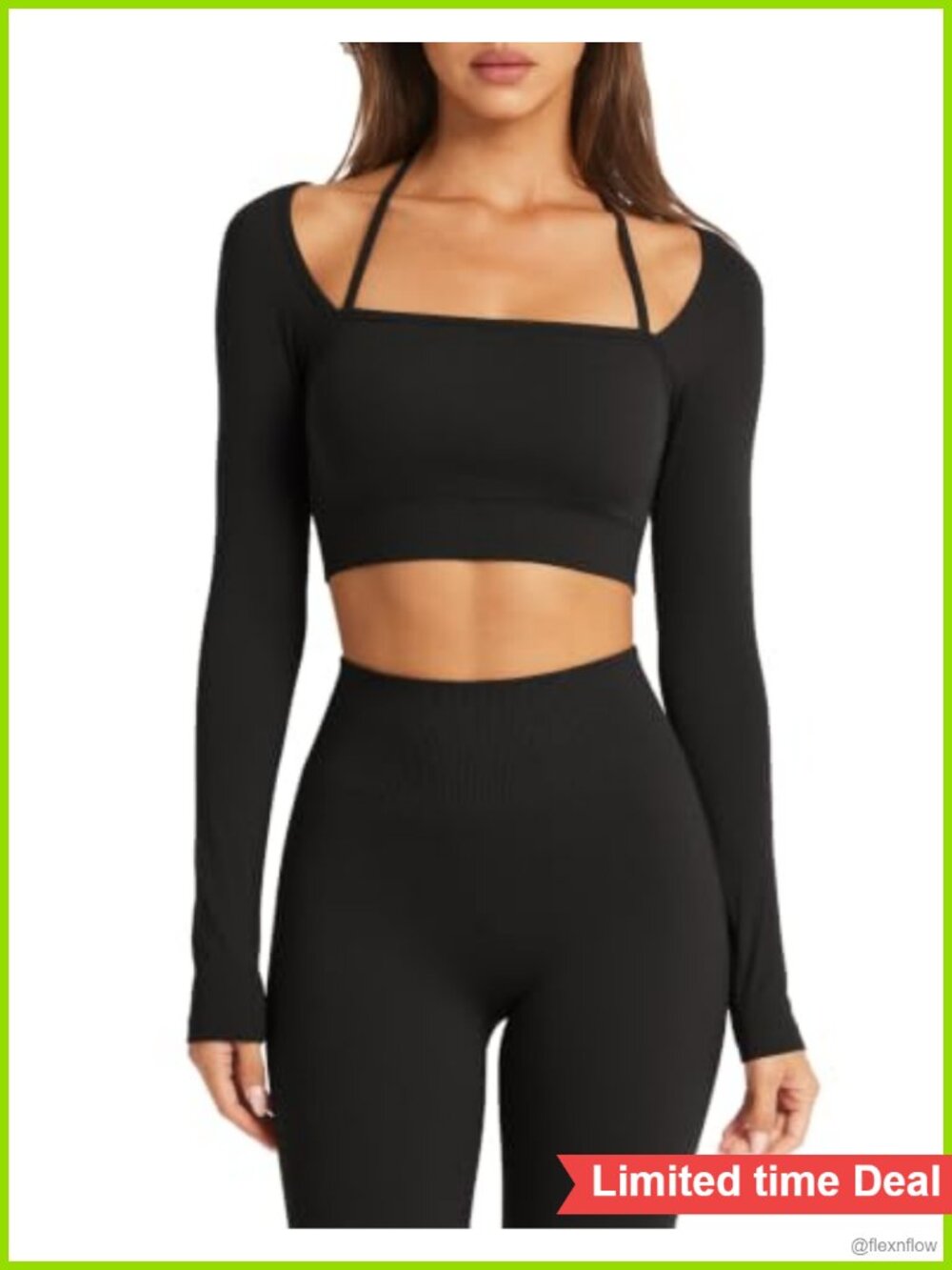 2 Piece Seamless Ribbed Nylon Spandex Workout Sets Crop Top Leggings